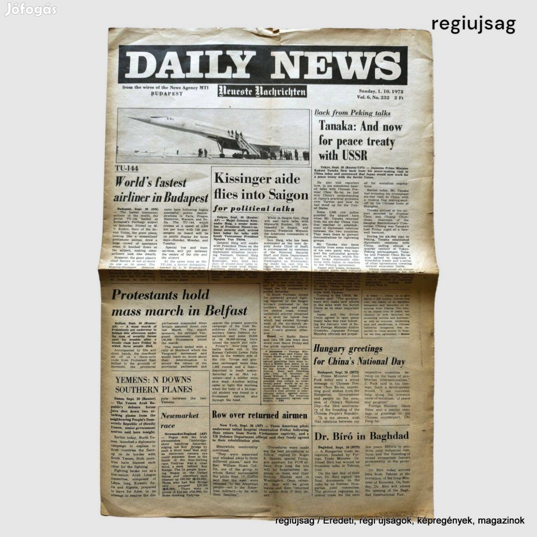 1972 november 1 / Daily News / Újság - Magyar / Ssz.: 29441