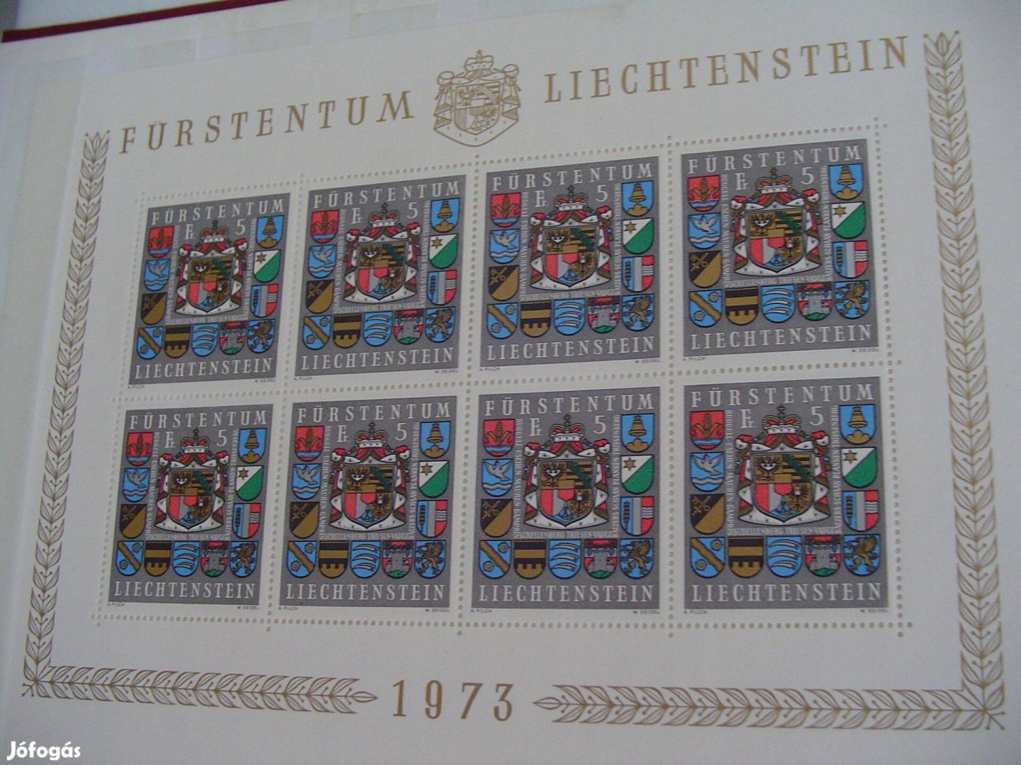 1973-as ritka Liechtenstein kis ív szép db