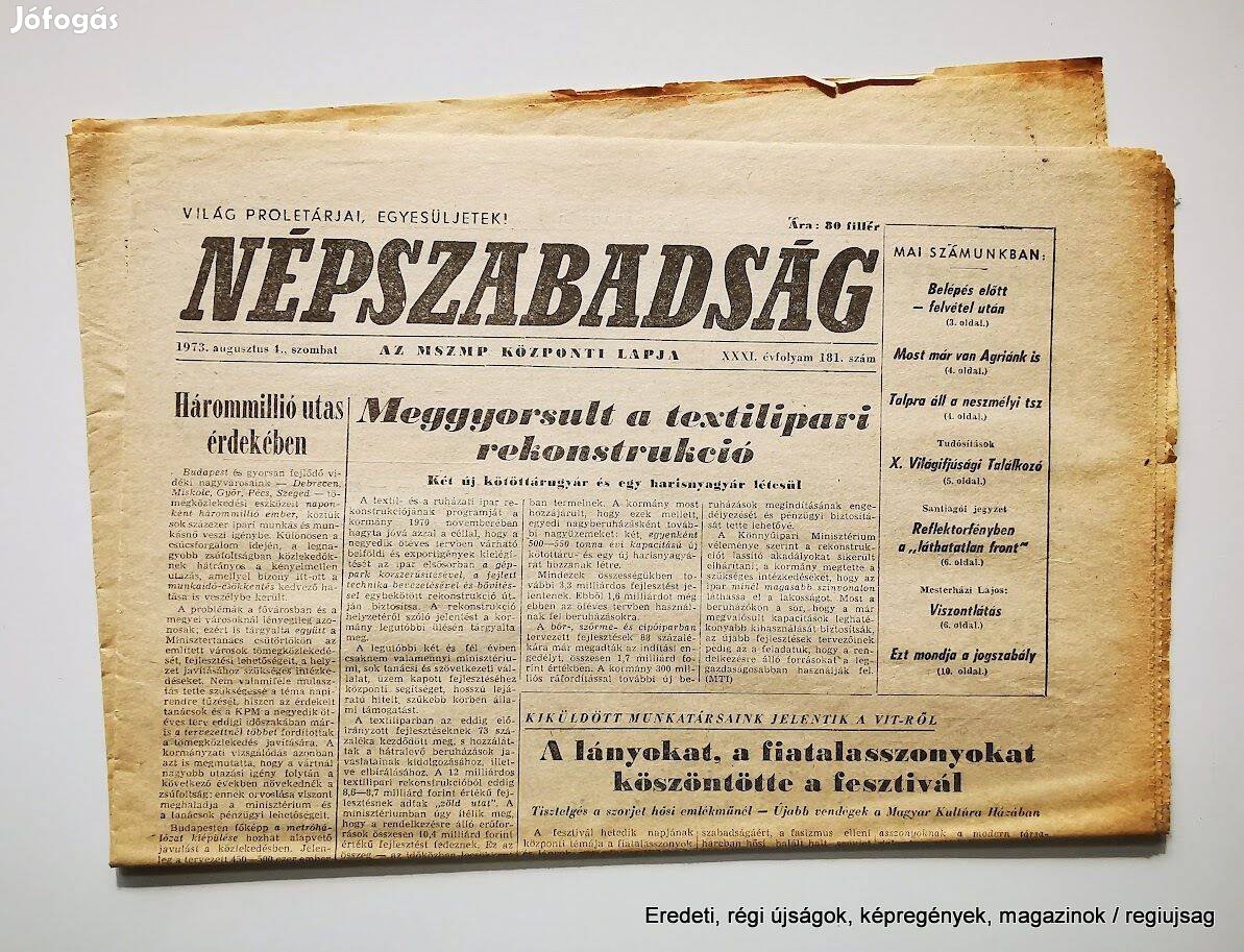 1973 augusztus 4 / Népszabadság / Újság - Magyar / Napilap