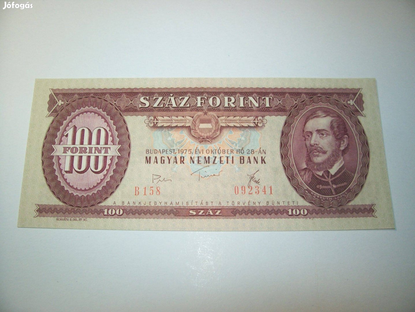 1975 évjáratú 100 forintos. B158. Kép szerint