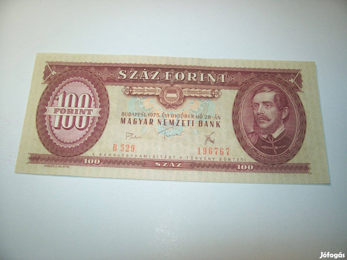 1975 évjáratú 100 forintos. B529. Kép szerint