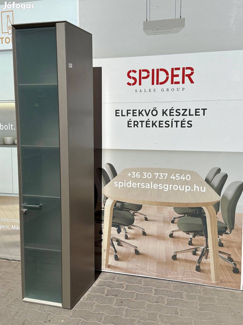 197x40 cm szekrény, polcos vitrin, üvegajtós - használt