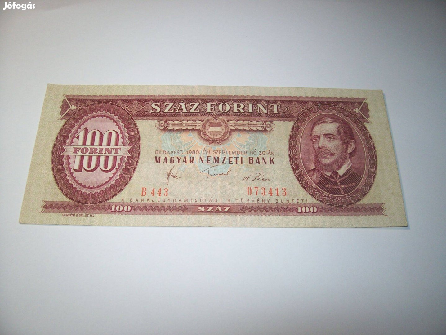 1980 évjáratú 100 forintos. B443. Kép szerint