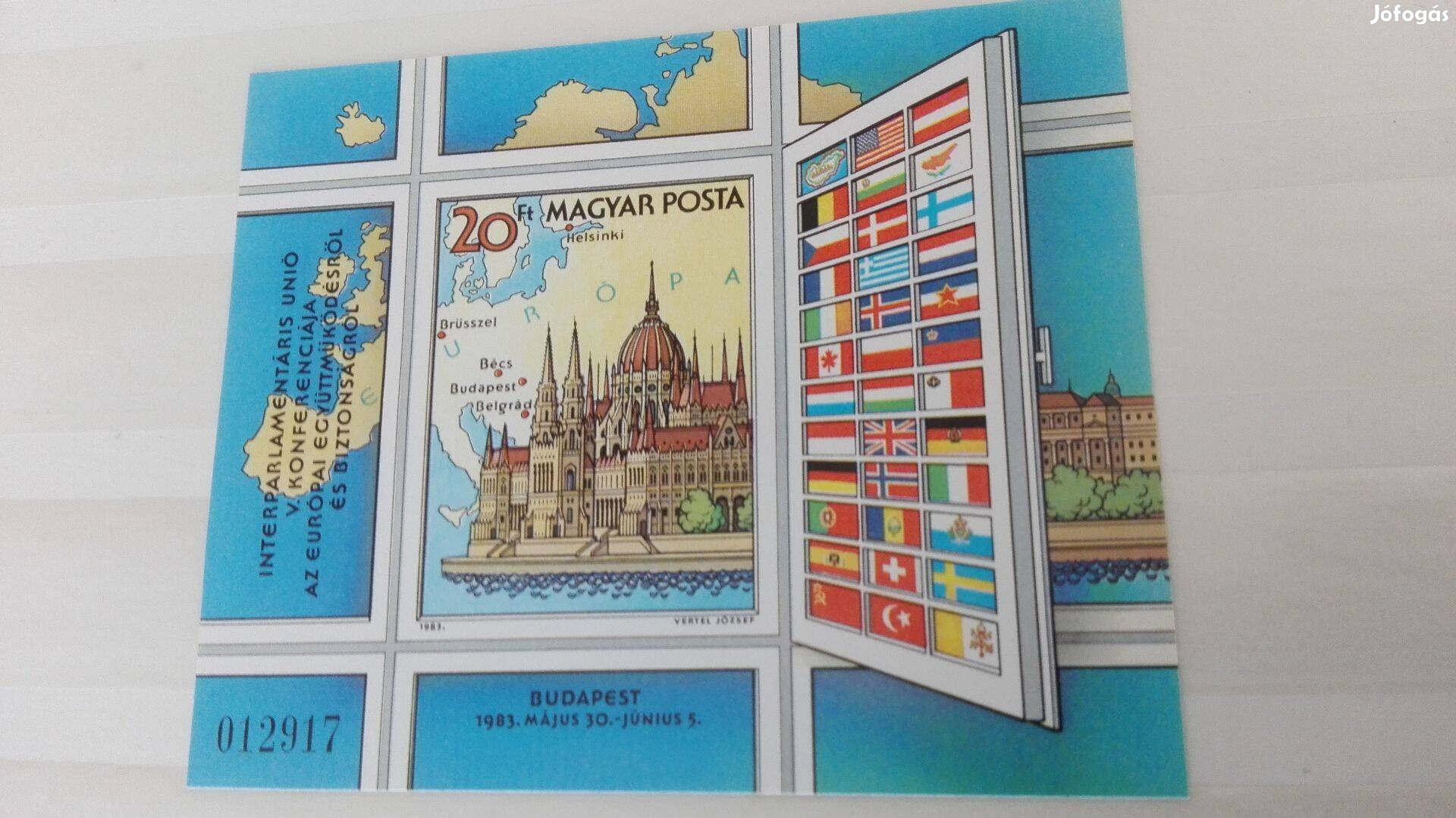1983-as ritka vágott bélyeg blokk Interparlamentáris Unió