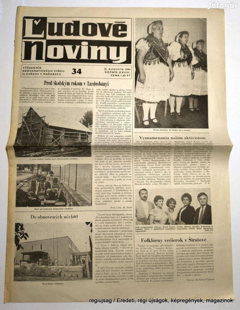 1984 augusztus 23 / Ludové Noviny / Születésnapok lapjai