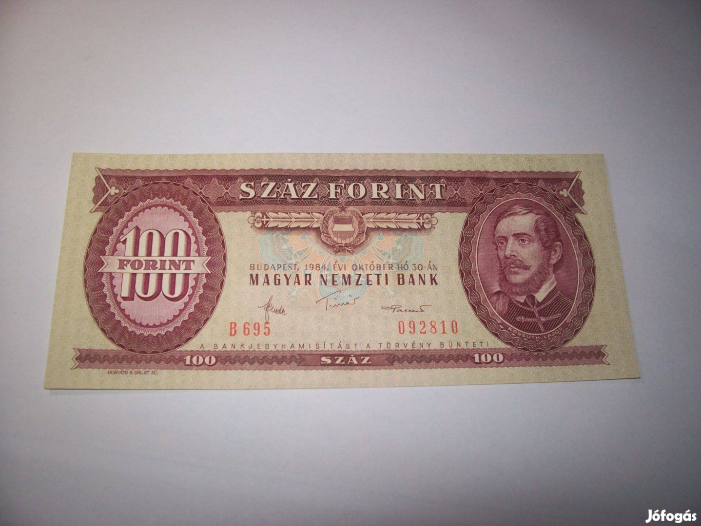 1984 évjáratú 100 forintos. B695. Kép szerint