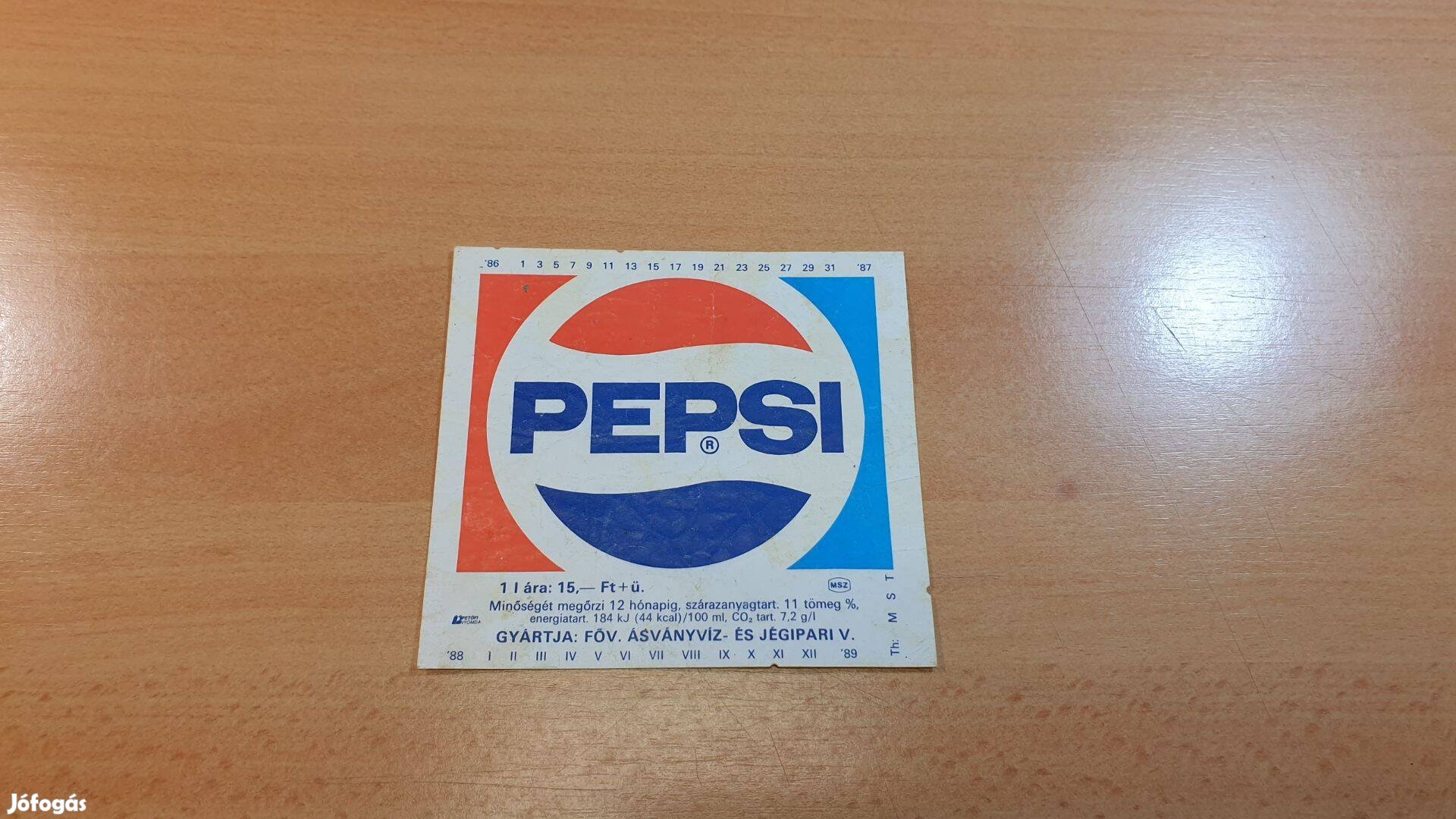 1986-os PEPSI üveg címke eladó gyűjtőnek