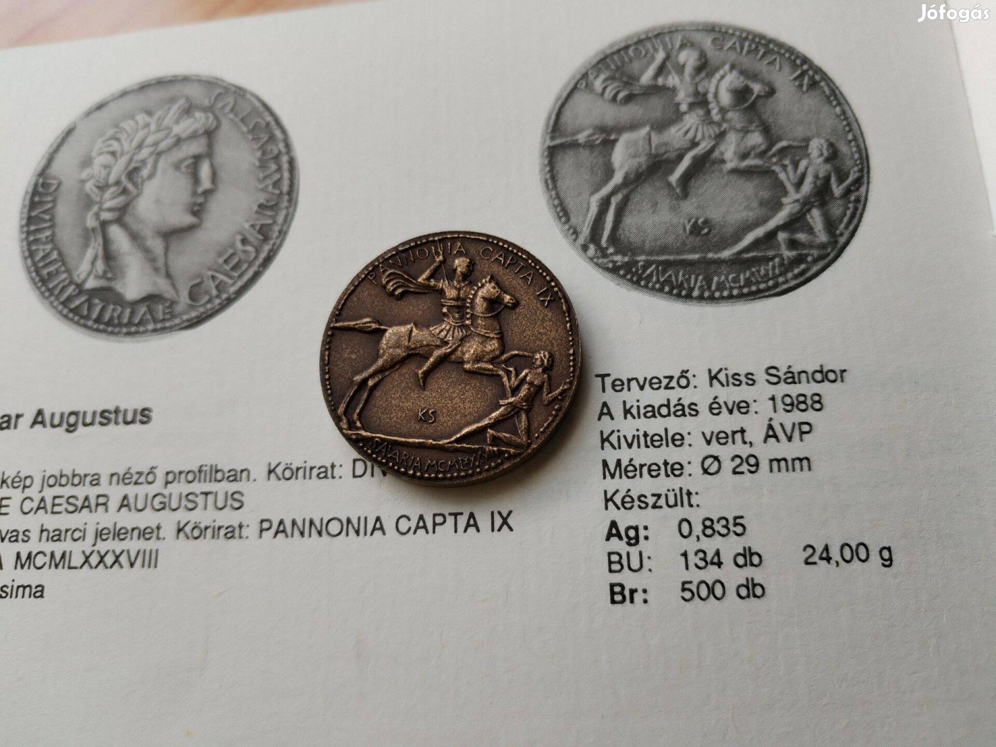 1988-as Caesar Augustus emlékérem csak 500 db készült