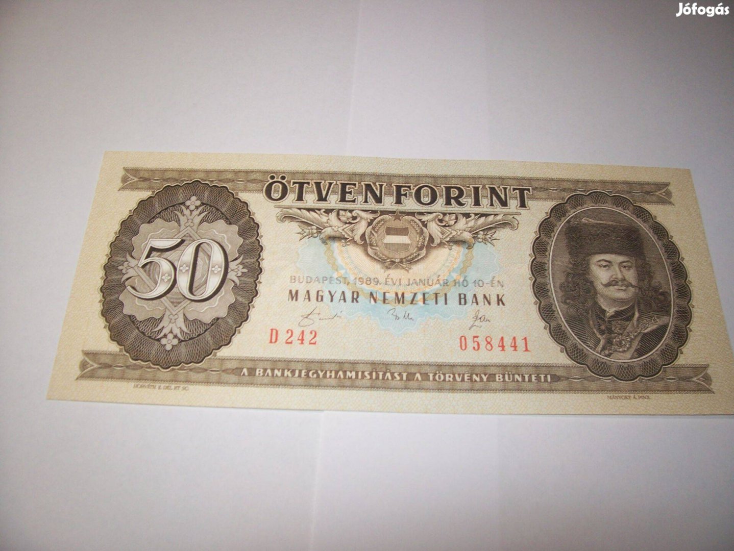 1989 évjáratú 50 forintos. D242. Utolsó kiadás. Kép szerint