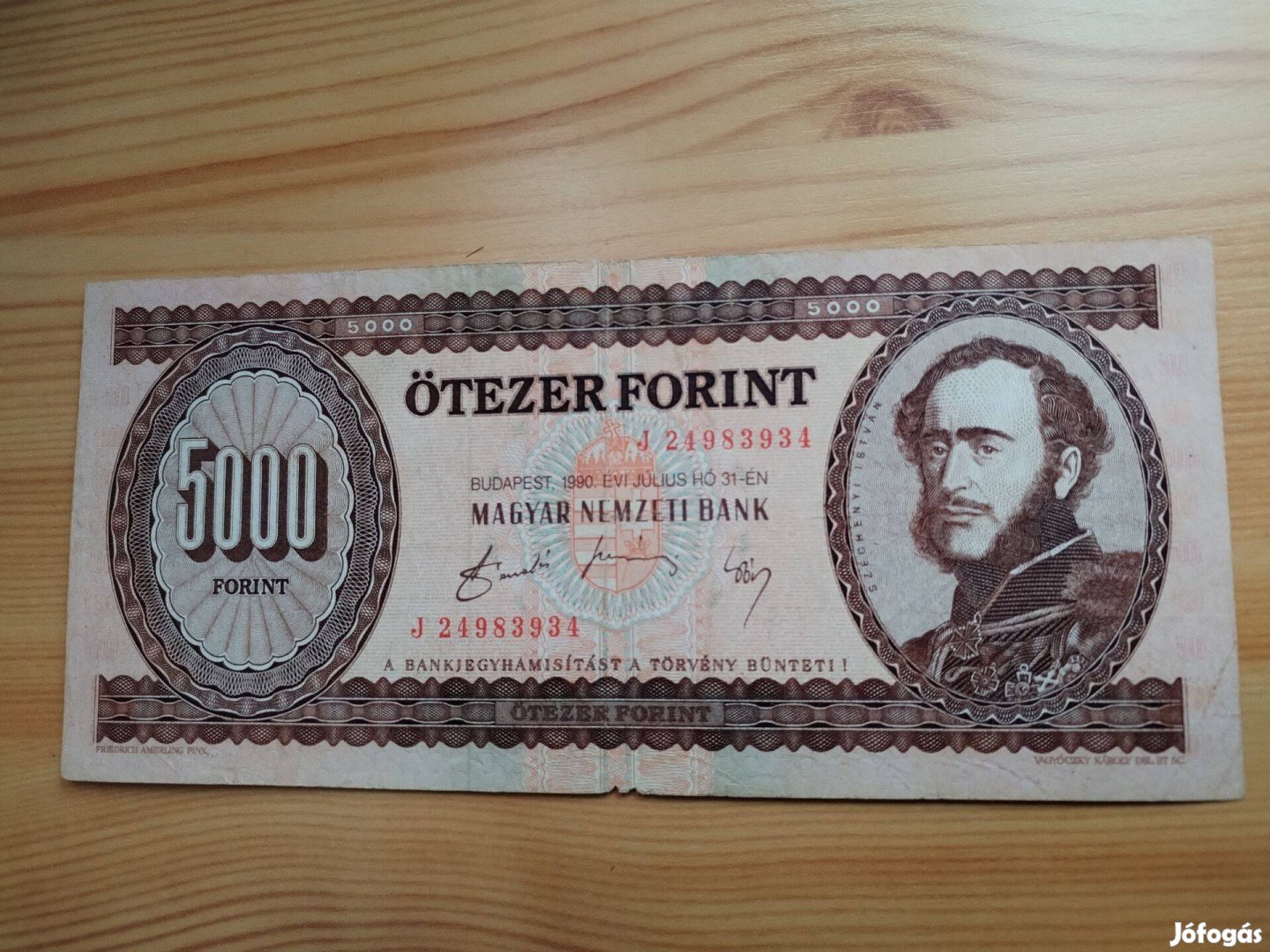 1990-es papir 5000 Forintos J