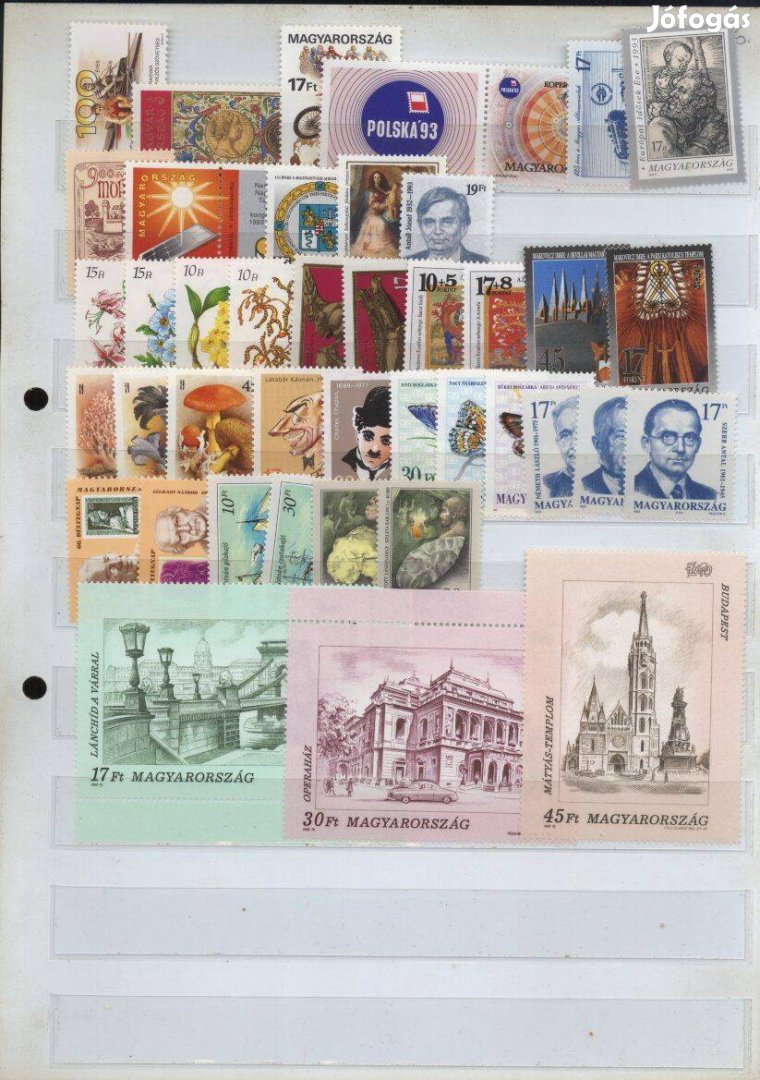 1992 év , Postatiszta Komplett Magyar Évjárat Bélyegei Blokokkal