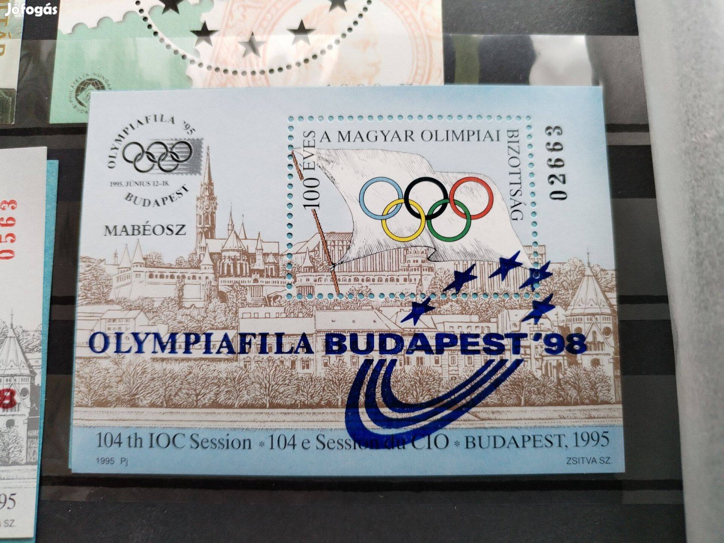 1998-as Olimpiafila emlékív kék felülnyomattal