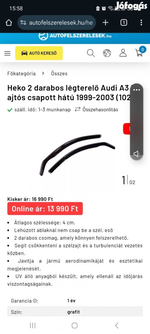 1999 audi A3 szélterelő