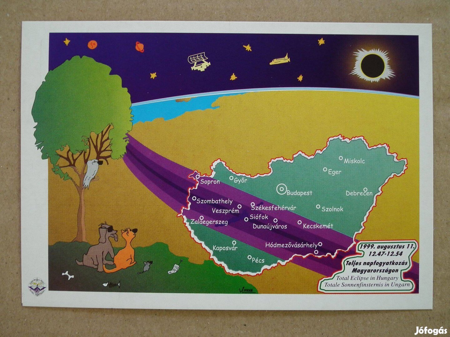 1999-es teljes napfogyatkozás emlékére - képeslapok emlékbélyegzéssel