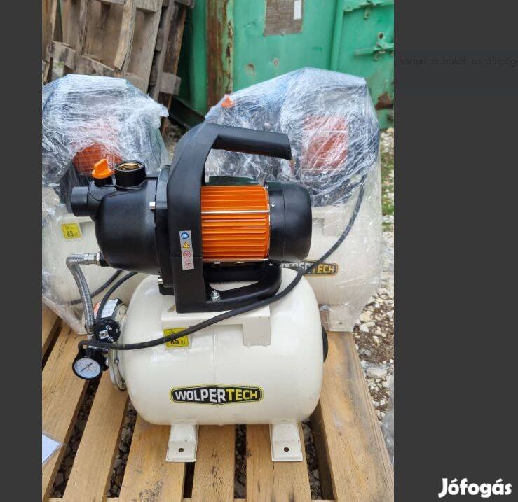 19L-es acéltartállyal, jó állapotú házi vízmű, 600W-os hidrofor, garis