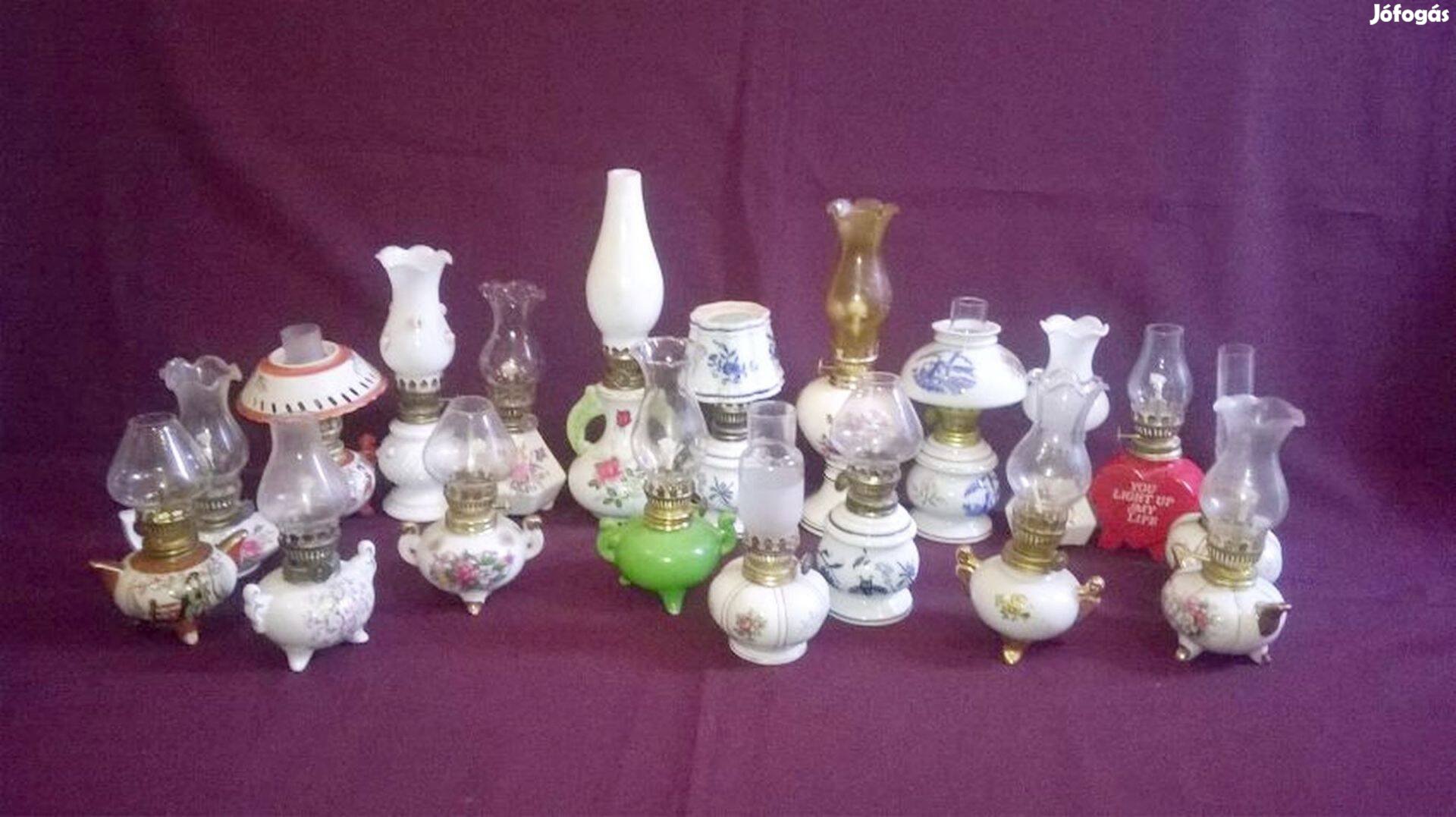 19 darabos kerámia testű , asztali petróleumlámpa gyűjtemény