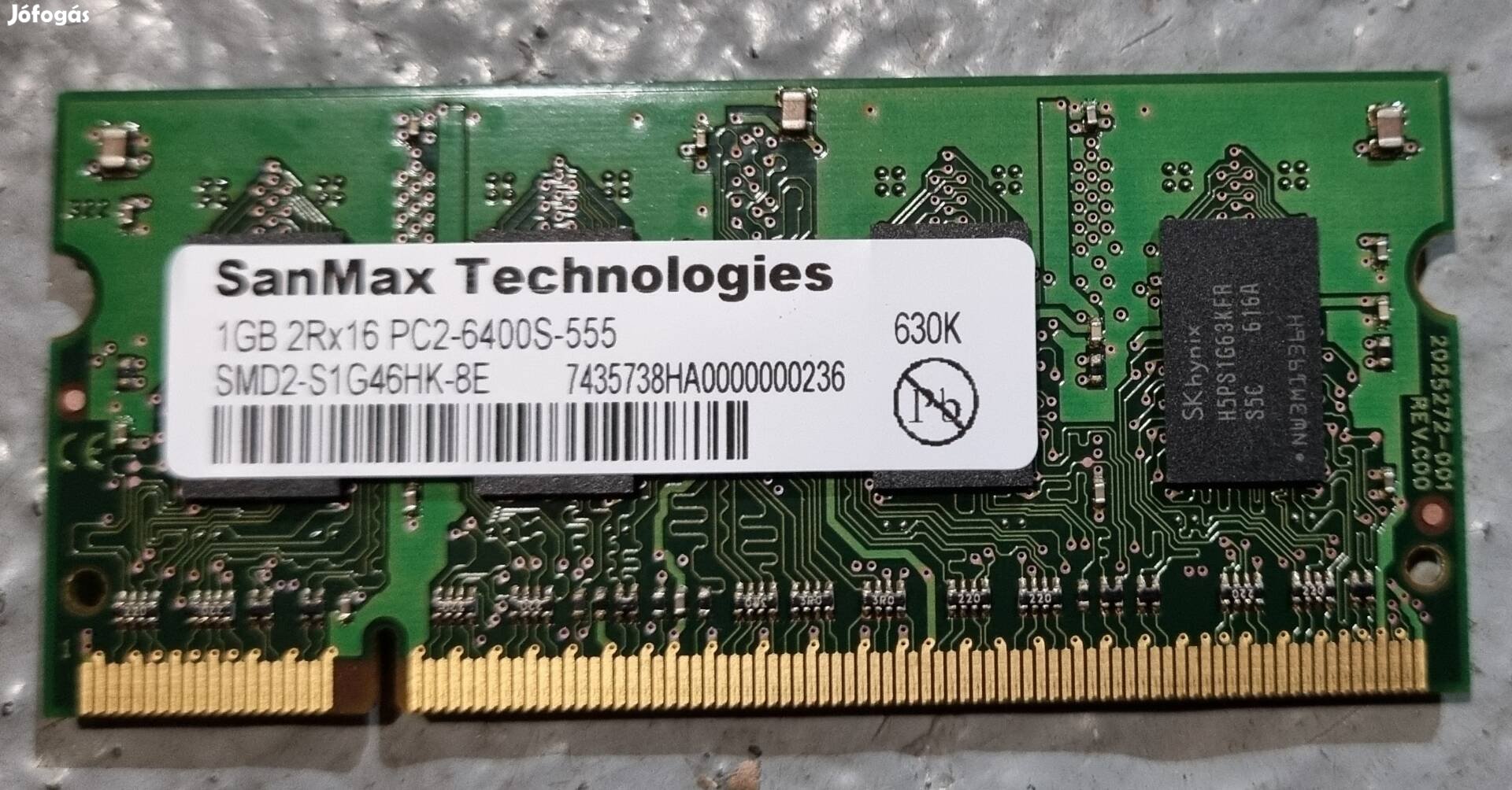 1GB DDR2 Notebook RAM Sanmax és Samsung