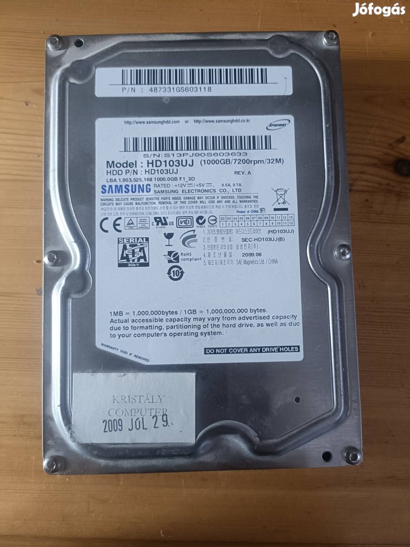 1TB os samsung HDD 720rpm