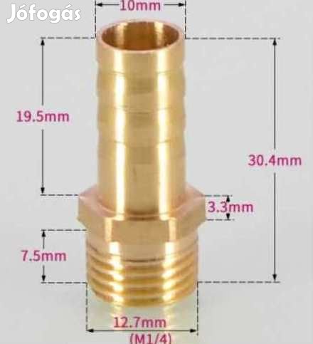 1/4"-os Réz Csőcsatlakozó 10mm  (4386)