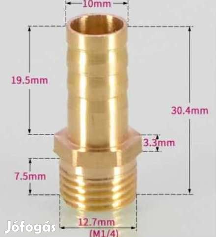 1/4"-os Réz Csőcsatlakozó 10mm  (4386)