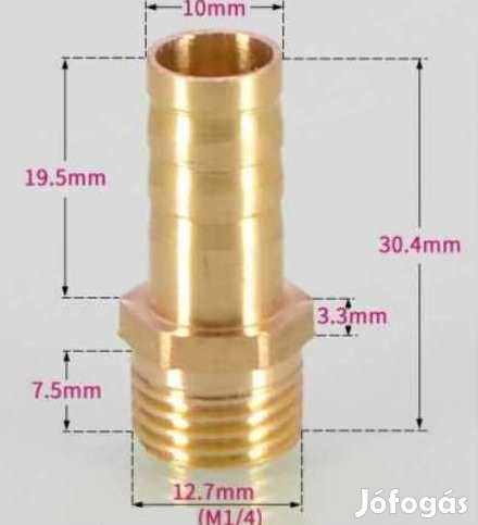 1/4"-os Réz Csőcsatlakozó 10mm  (4386)