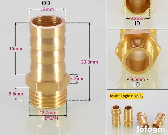 1/4"-os Réz Csőcsatlakozó 12mm  (4523)
