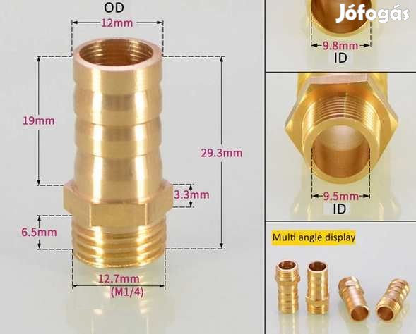 1/4"-os Réz Csőcsatlakozó 12mm  (4523)