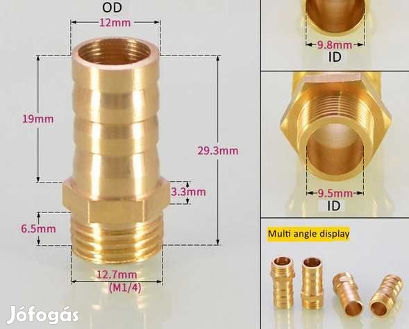 1/4"-os Réz Csőcsatlakozó 12mm  (4523)