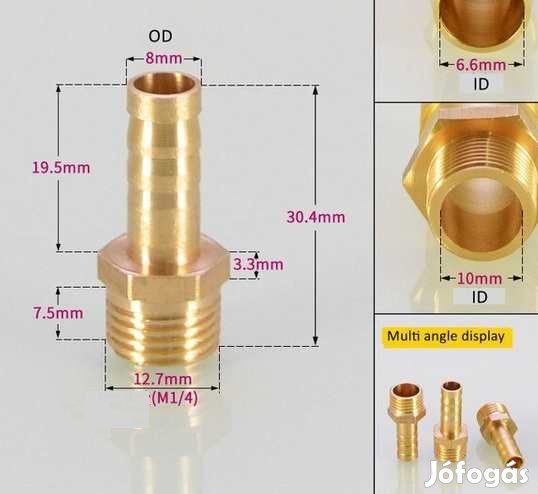 1/4"-os Réz Csőcsatlakozó 8mm  (4521)