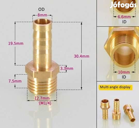 1/4"-os Réz Csőcsatlakozó 8mm  (4521)