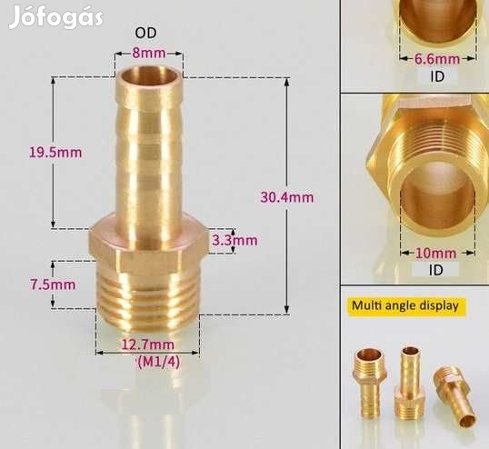 1/4"-os Réz Csőcsatlakozó 8mm  (4521)