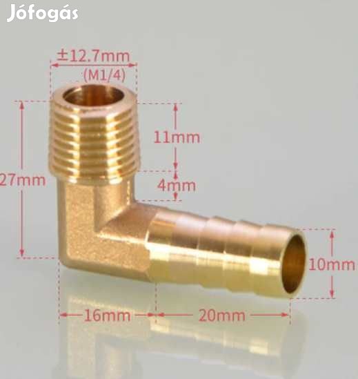 1/4"-os Réz Könyök Csőcsatlakozó 10mm  (4524)