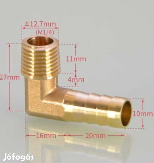 1/4"-os Réz Könyök Csőcsatlakozó 10mm  (4524)