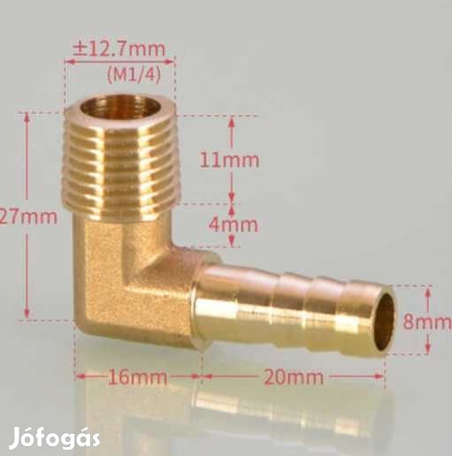 1/4"-os Réz Könyök Csőcsatlakozó 8mm  (4525)