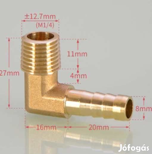 1/4"-os Réz Könyök Csőcsatlakozó 8mm  (4525)