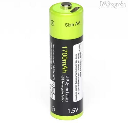 1,5V AA 1700mAh Li-Po Akkumulátor Micro-USB 6028