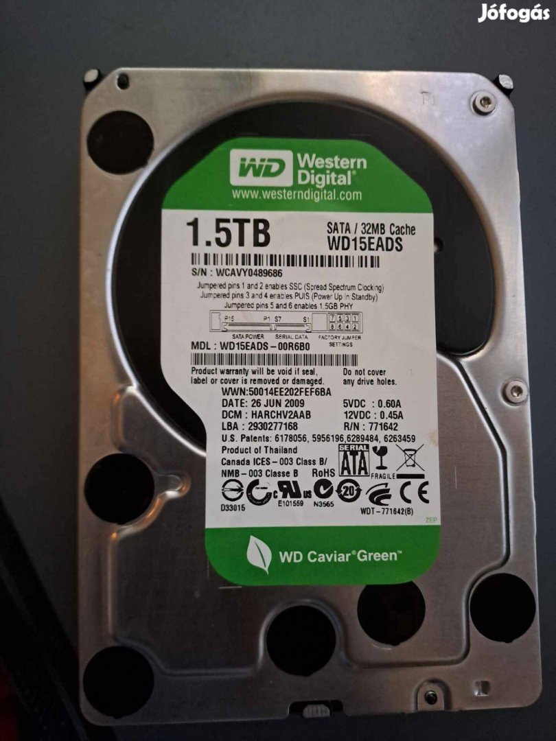 1.5 TB HDD eladő