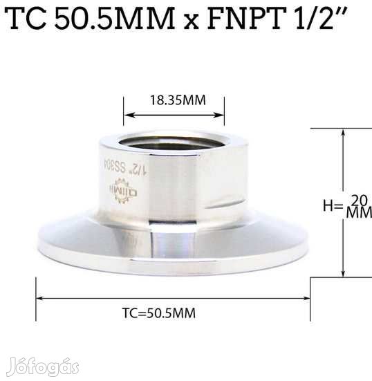 1,5"-os tri-Clamp átalakító 1/2"-os belső menet (3820)