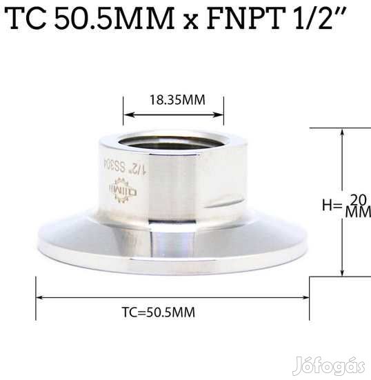 1,5"-os tri-Clamp átalakító 1/2"-os belső menet (3820)