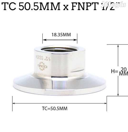 1,5"-os tri-Clamp átalakító 1/2"-os belső menet (3820)