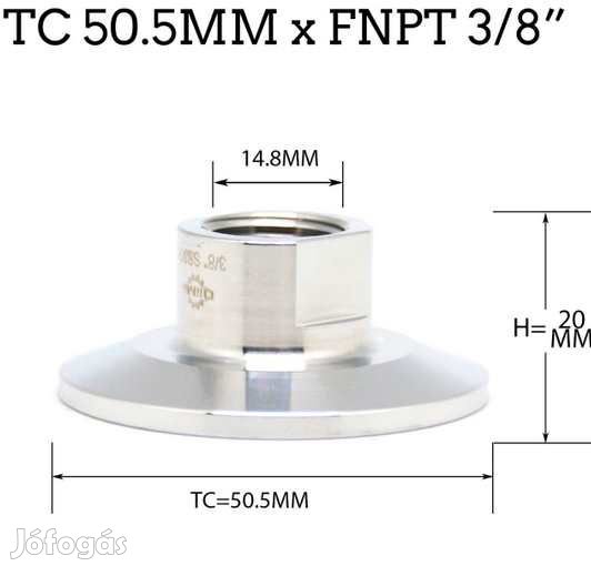 1,5"-os tri-Clamp átalakító 3/8"-os belső menet (3821)
