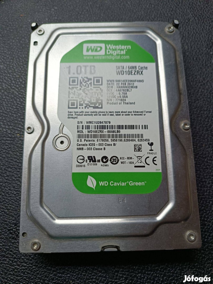 1 TB HDD 3.5" merevlemez eladó