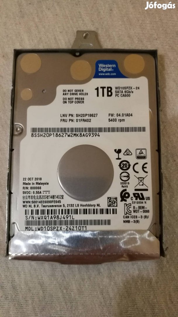 1 Tb-os Western Digital laptop winyó eladó