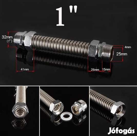 1"-os Rozsdamentes Acél Fexibilis Cső 30cm  (4576)