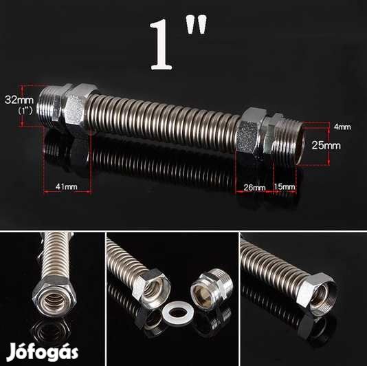 1"-os Rozsdamentes Acél Fexibilis Cső 30cm  (4576)