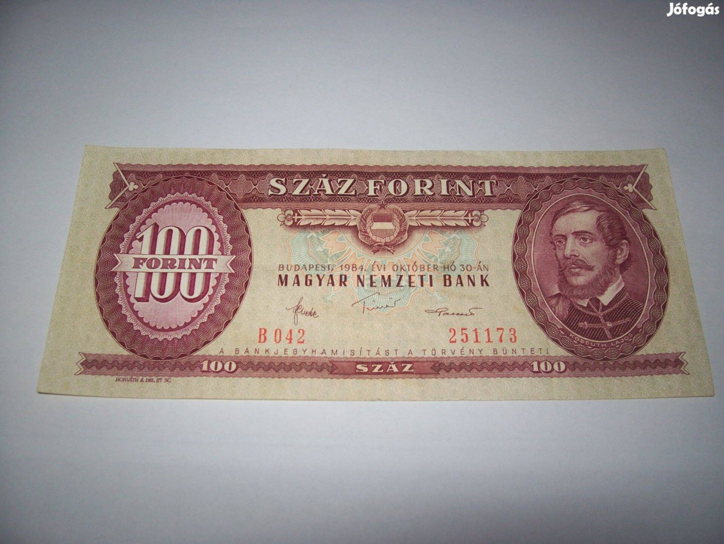 1 db 1984 évjáratú 100 forintos. B042. Kép szerint