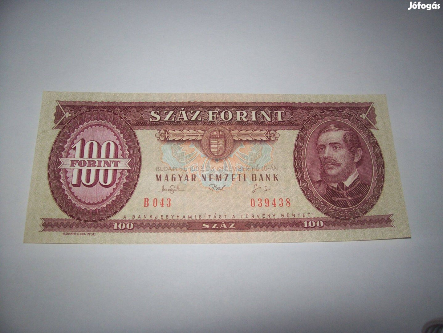 1 db 1993 évjáratú 100 forintos. B507. Kép szerint