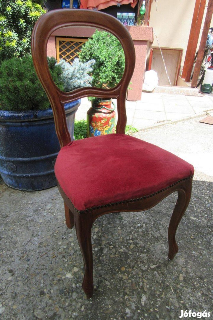 1 db.chippendale elegáns szék , étkezőszék bordó szövettel