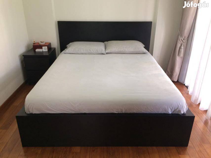 1 éves Ikea Malm franciaágy 140x200+ágyrács+matrac