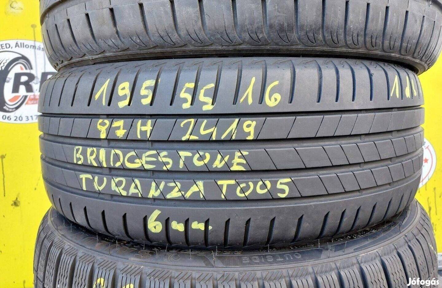 1db 195/55 r16 Bridgeston Turanza T005,,Évjárat:2019,,6mm